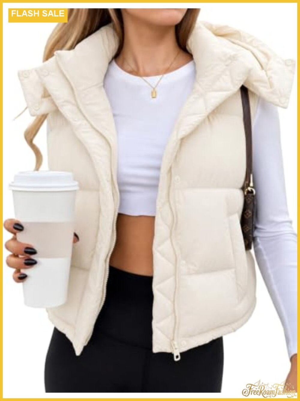 Quilted Puffer Vest Sleeveless Zip Up Padded Winter Outerwear